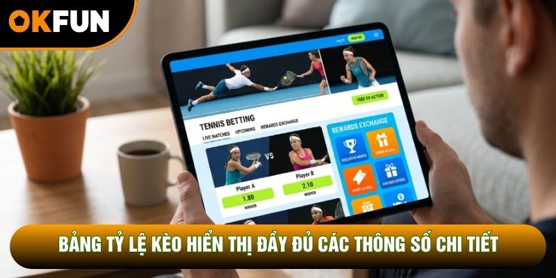 Bảng tỷ lệ kèo hiển thị đầy đủ các thông số chi tiết
